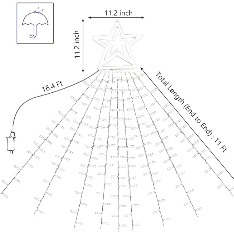 10LM 350 LED Star Waterfall Light Christmas Tree String Lights Outdoor Meteor Light, Plug Spec: US Plug(Warm White Light)