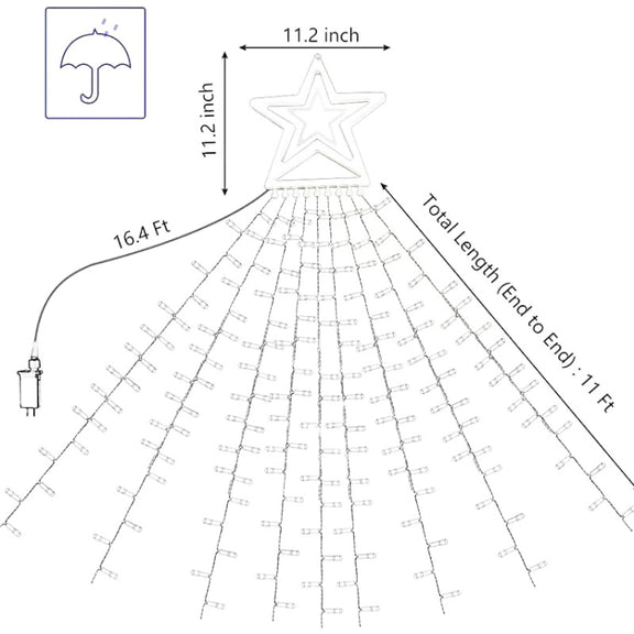 10LM 350 LED Star Waterfall Light Christmas Tree String Lights Outdoor Meteor Light, Plug Spec: US Plug(Warm White Light)