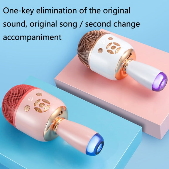 K58 Home Bluetooth Wireless Microphone With Lamp Mobile Phone K Song Children Microphone Audio(pink)