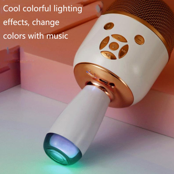 K58 Home Bluetooth Wireless Microphone With Lamp Mobile Phone K Song Children Microphone Audio(White)