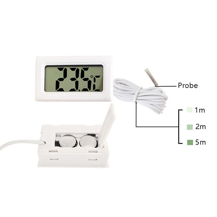 Fish Tank Digital Thermometer Water-resistant Probe Electronic Measuring Thermometer, Line Length: 1m (Black)