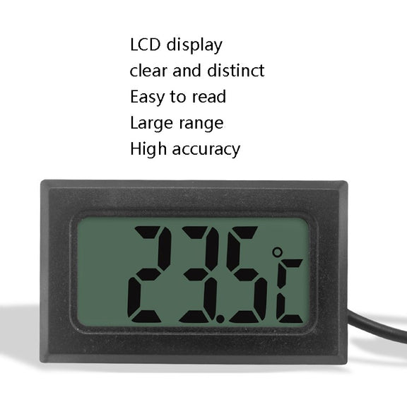 Fish Tank Digital Thermometer Water-resistant Probe Electronic Measuring Thermometer, Line Length: 1m (Black)