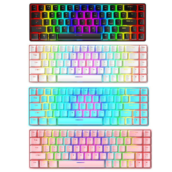 T8 68 Keys Mechanical Gaming Keyboard RGB Backlit Wired Keyboard, Cable Length:1.6m(Black Tea Shaft)