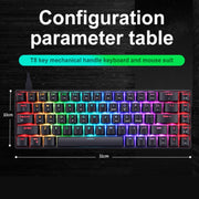 T8 68 Keys Mechanical Gaming Keyboard RGB Backlit Wired Keyboard, Cable Length:1.6m(Black Tea Shaft)