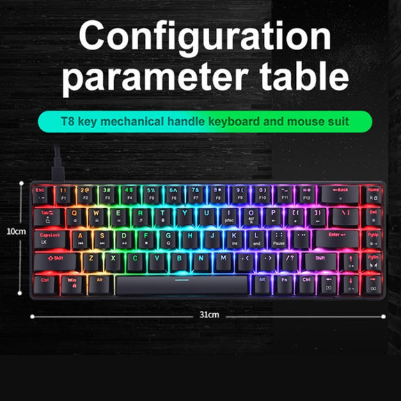 T8 68 Keys Mechanical Gaming Keyboard RGB Backlit Wired Keyboard, Cable Length:1.6m(Black Green Shaft)