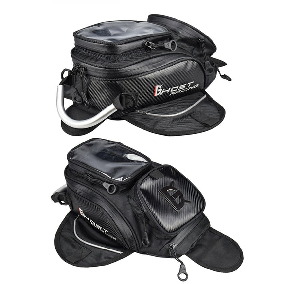 GHOST RACING GR-YXB08 Motorcycle Bag Touch Navigation Fuel Tank Package Dust Waist Bag(Without Magnet (Black))