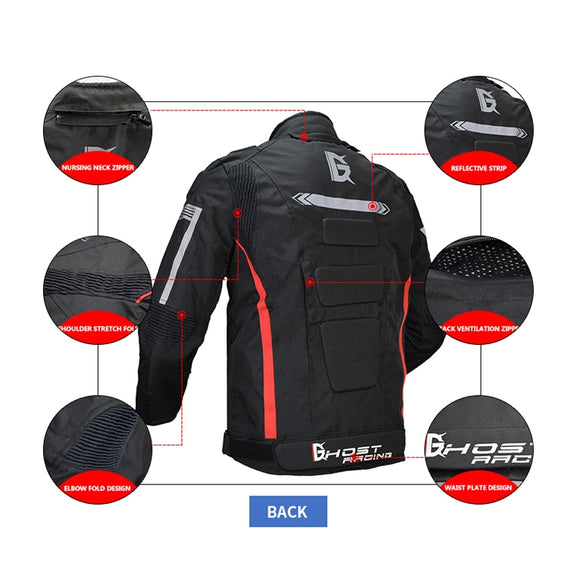 GHOST RACING GR-Y07 Motorcycle Cycling Jacket Four Seasons Locomotive Racing Anti-Fall Cloth, Size: L(Light Grey)