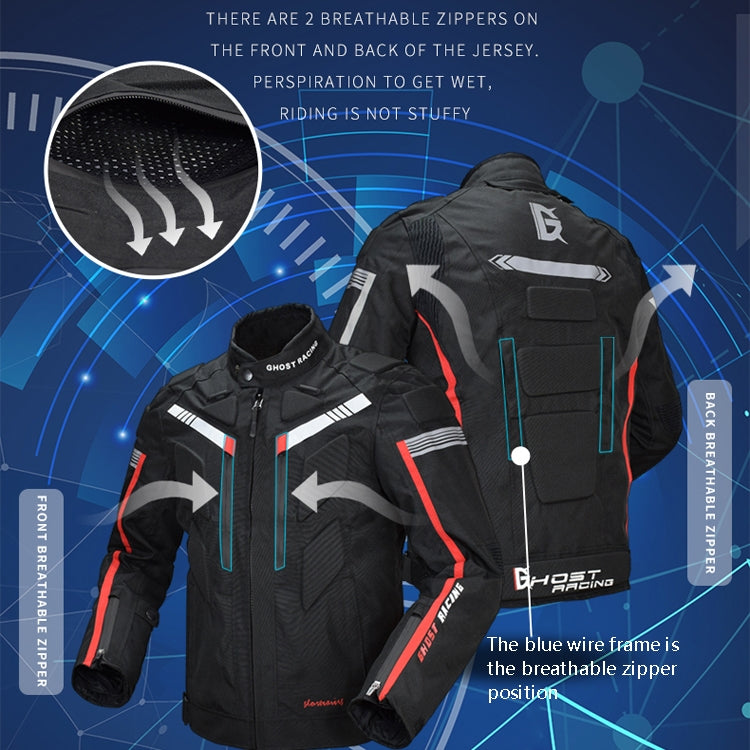 GHOST RACING GR-Y07 Motorcycle Cycling Jacket Four Seasons Locomotive Racing Anti-Fall Cloth, Size: L(Light Grey)