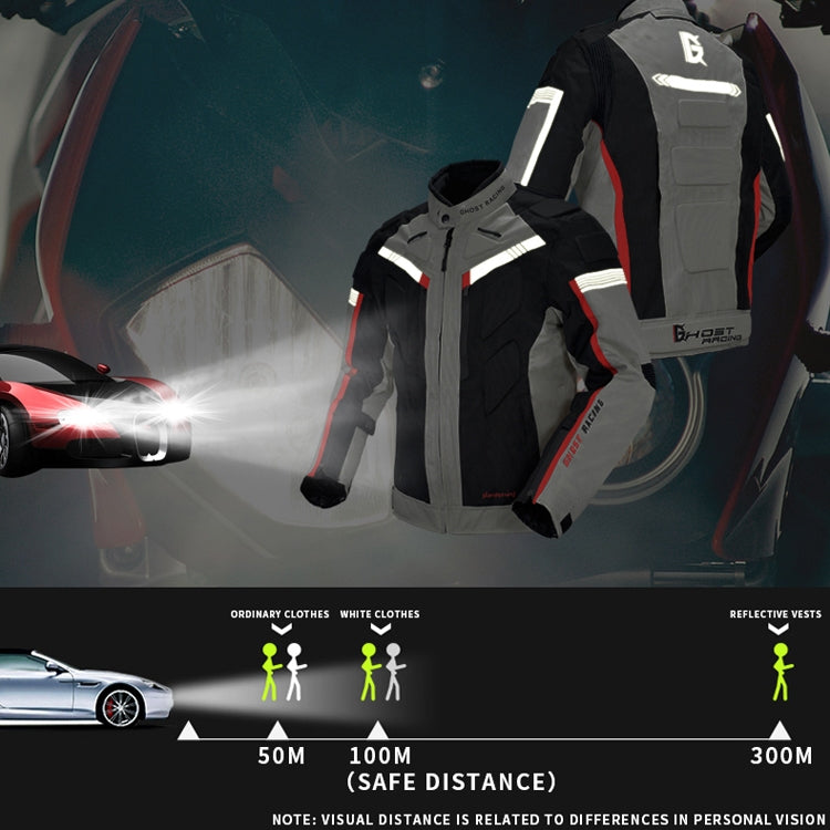 GHOST RACING GR-Y07 Motorcycle Cycling Jacket Four Seasons Locomotive Racing Anti-Fall Cloth, Size: XL(Light Grey)