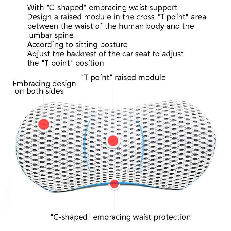 Car Supplies Lumbar Support Memory Foam Car Backrest Lumbar Cushion Seat Cushion Lumbar Pillow, Colour: Blue+Light Gray