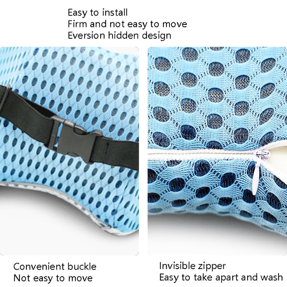 Car Supplies Lumbar Support Memory Foam Car Backrest Lumbar Cushion Seat Cushion Lumbar Pillow, Colour: Blue+Light Gray