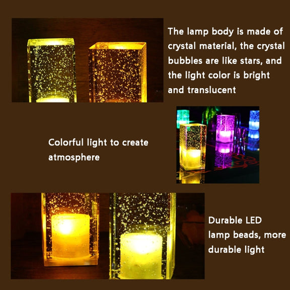 Square Colorful LED Crystal Lamp Bar Atmosphere Decorative Light (Lemon Yellow Light)