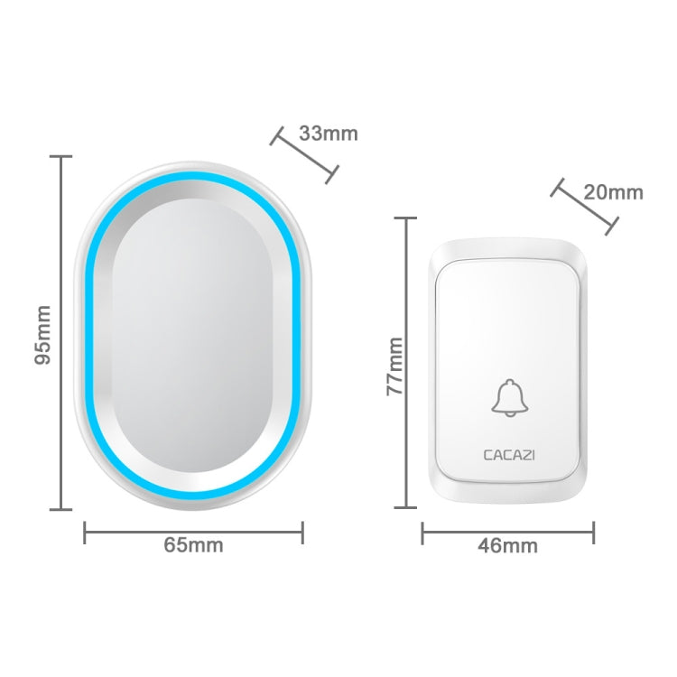 CACAZI A80 1 For 1 Wireless Music Doorbell without Battery, Plug:US Plug(White)