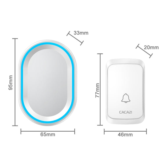 CACAZI A80 1 For 1 Wireless Music Doorbell without Battery, Plug:US Plug(White)