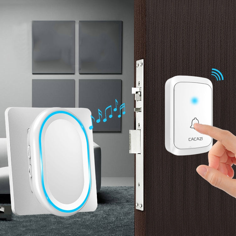 CACAZI A80 1 For 1 Wireless Music Doorbell without Battery, Plug:UK Plug(Black)