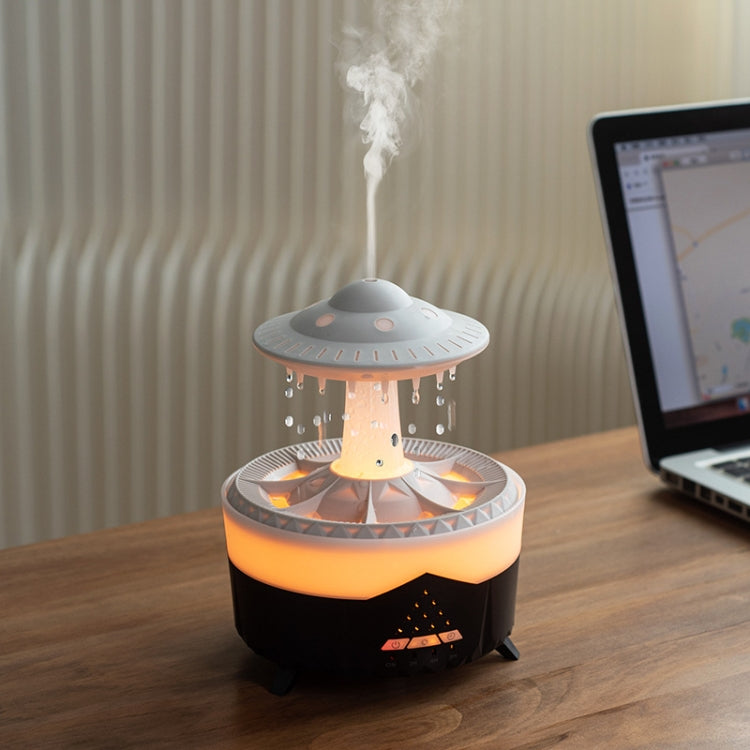 UFO Water Drop Aromatherapy Humidifier Desktop Remote Control Diffuser, Plug: UK Plug(Black)