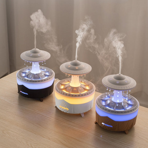 UFO Water Drop Aromatherapy Humidifier Desktop Remote Control Diffuser, Plug: EU Plug(Black)