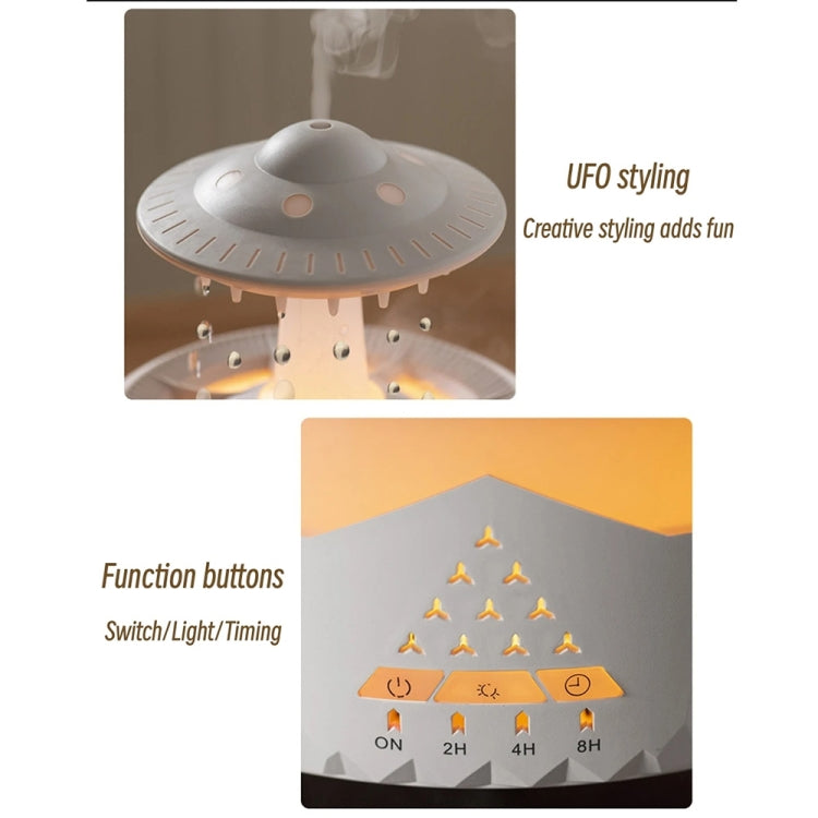 UFO Water Drop Aromatherapy Humidifier Desktop Remote Control Diffuser, Plug: EU Plug(Wood Grain)