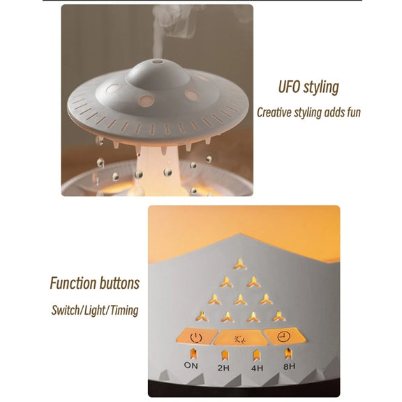 UFO Water Drop Aromatherapy Humidifier Desktop Remote Control Diffuser, Plug: US Plug(Wood Grain)