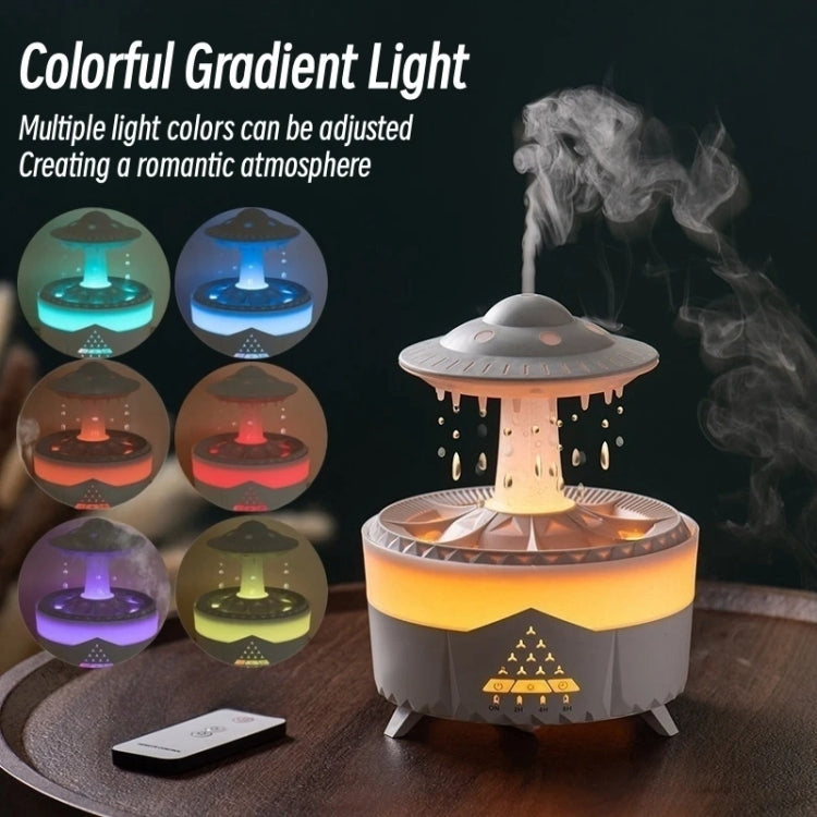 UFO Water Drop Aromatherapy Humidifier Desktop Remote Control Diffuser, Plug: EU Plug(Black)