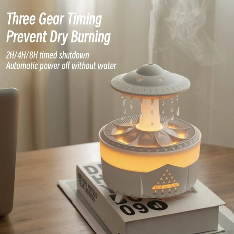 UFO Water Drop Aromatherapy Humidifier Desktop Remote Control Diffuser, Plug: AU Plug(Wood Grain)