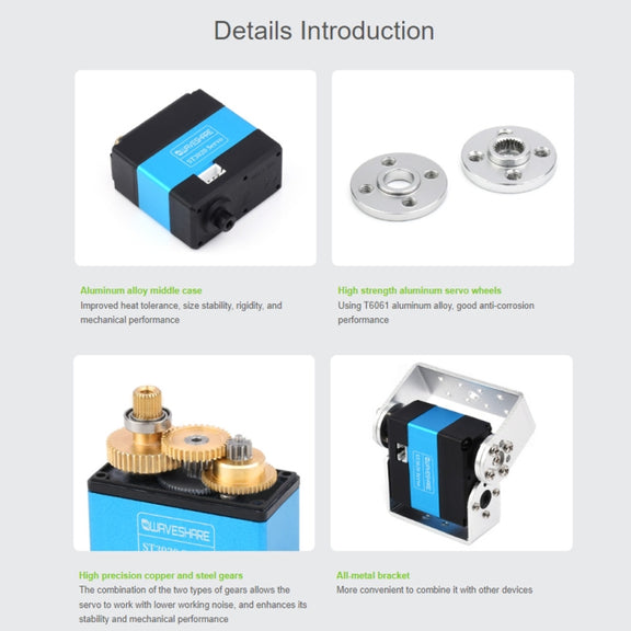 Waveshare 24703 25kg.cm Wide Range Voltage ST3020 Serial Bus Aervo