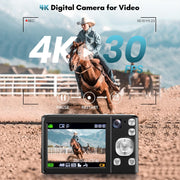 DC308 2.8-Inch 4K HD Front And Rear Dual-Camera 16X Zoom Digital Camera AU Plug(Black)