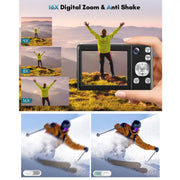 DC308 2.8-Inch 4K HD Front And Rear Dual-Camera 16X Zoom Digital Camera AU Plug(Black)