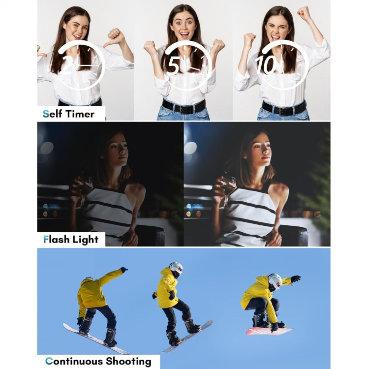 DC308 2.8-Inch 4K HD Front And Rear Dual-Camera 16X Zoom Digital Camera EU Plug(White)