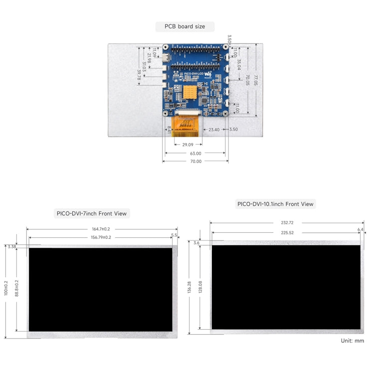 10.1 Inch Waveshare For Raspberry Pi Pico 1024��600 Pixel IPS Panel DVI Display Module