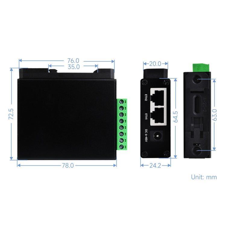Waveshare RS232 RS485 To RJ45 Ethernet Serial Server, Spec: RS232 RS485 TO ETH (B)