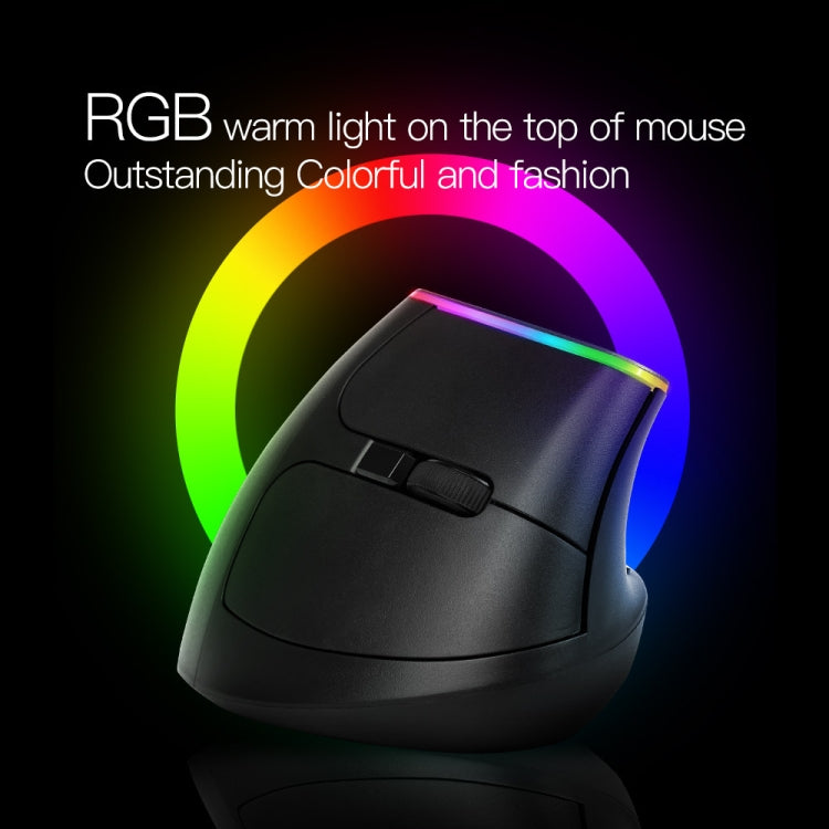DELUX M618DB 6-Keys 1600 DPI RGB Vertical Wireless Bluetooth Dual-Mode Mouse(Lithium Bluetooth Version)
