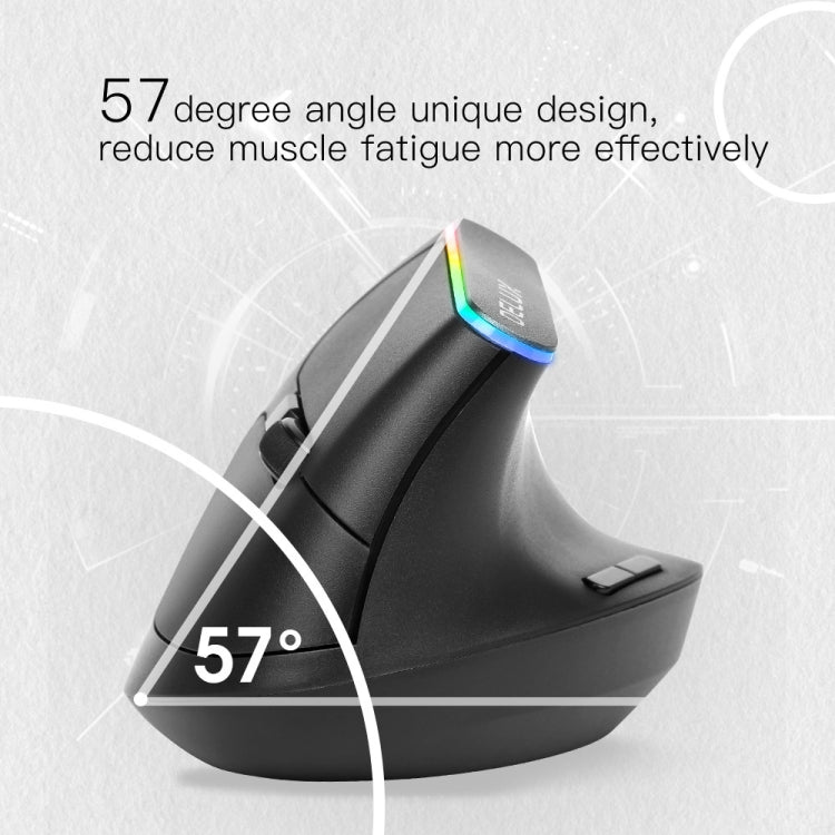 DELUX M618DB 6-Keys 1600 DPI RGB Vertical Wireless Bluetooth Dual-Mode Mouse(Lithium Bluetooth Version)