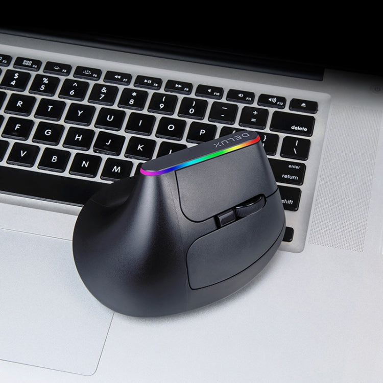 DELUX M618DB 6-Keys 1600 DPI RGB Vertical Wireless Bluetooth Dual-Mode Mouse(Lithium Bluetooth Version)