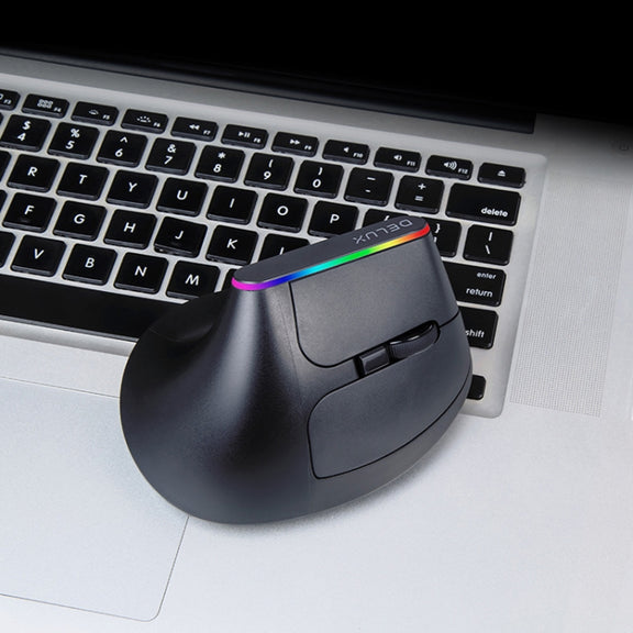 DELUX M618DB 6-Keys 1600 DPI RGB Vertical Wireless Bluetooth Dual-Mode Mouse(Lithium Bluetooth Version)
