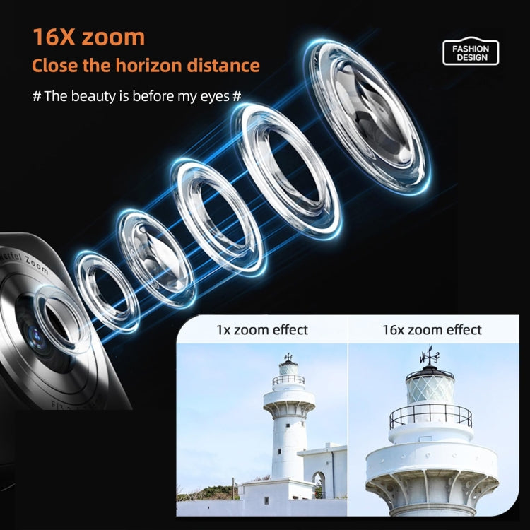 DC406L 2.4-Inch 1080P Mini HD 16X Zoom Digital Camera Home Children Camera EU Plug(Black)