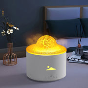 HX-130 Colorful Night Light Planet Desktop Flame Aromatherapy Humidifier, Spec: UK Plug(White)