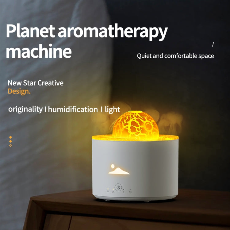 HX-130 Colorful Night Light Planet Desktop Flame Aromatherapy Humidifier, Spec: EU Plug(White)