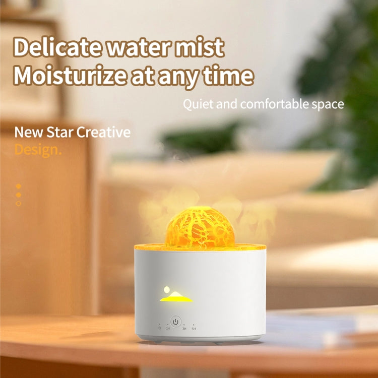 HX-130 Colorful Night Light Planet Desktop Flame Aromatherapy Humidifier, Spec: UK Plug(White)
