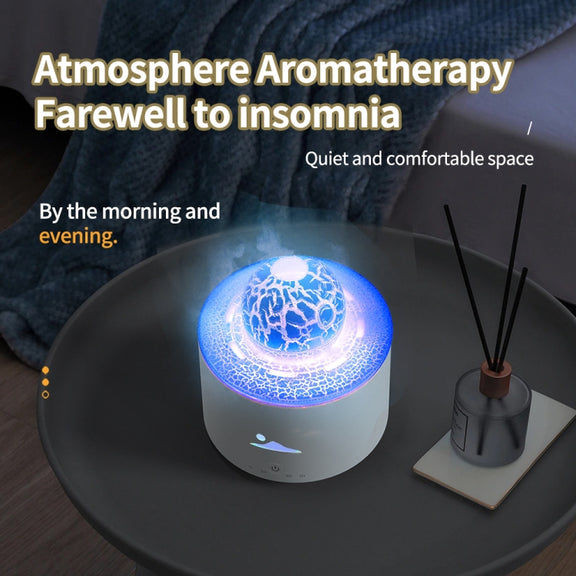 HX-130 Colorful Night Light Planet Desktop Flame Aromatherapy Humidifier, Spec: US Plug(White)
