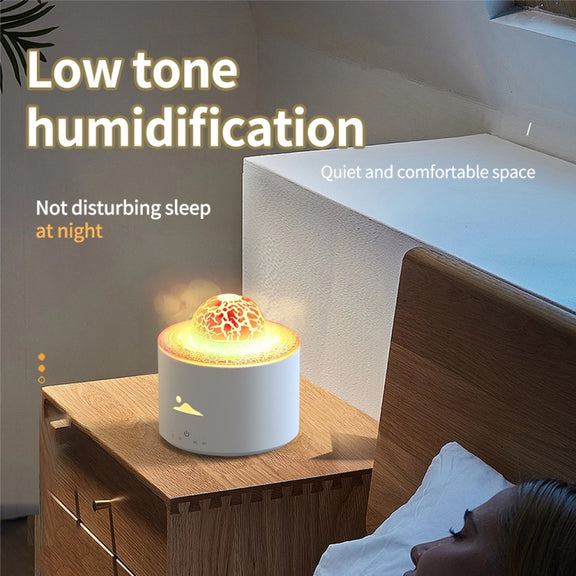 HX-130 Colorful Night Light Planet Desktop Flame Aromatherapy Humidifier, Spec: UK Plug(White)