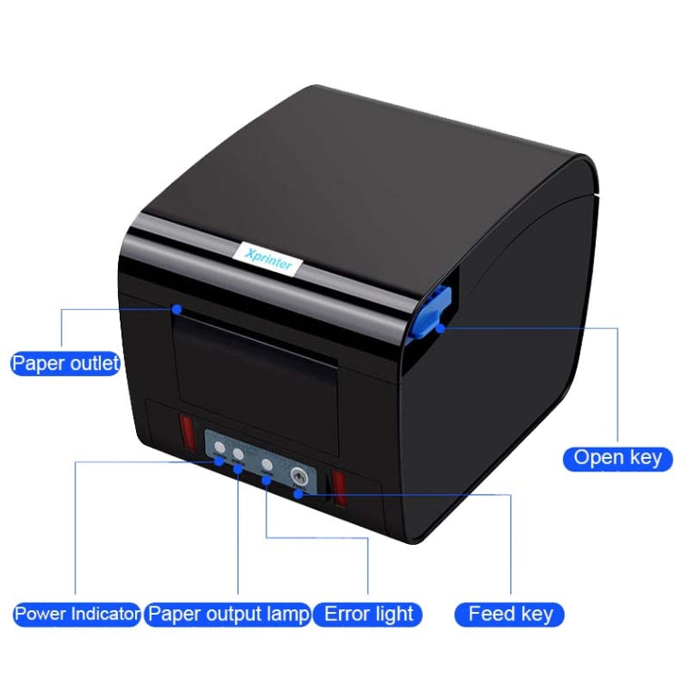 Xprinter XP-D230H 80mm Thermal Express List Printer with Sound and Light Alarm, Style:USB(US Plug)