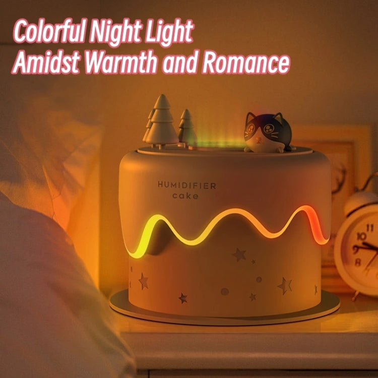 M328 Battery Type Mini Desktop Night Light Cartoon Cake Silent Spray Humidifier(Pink)
