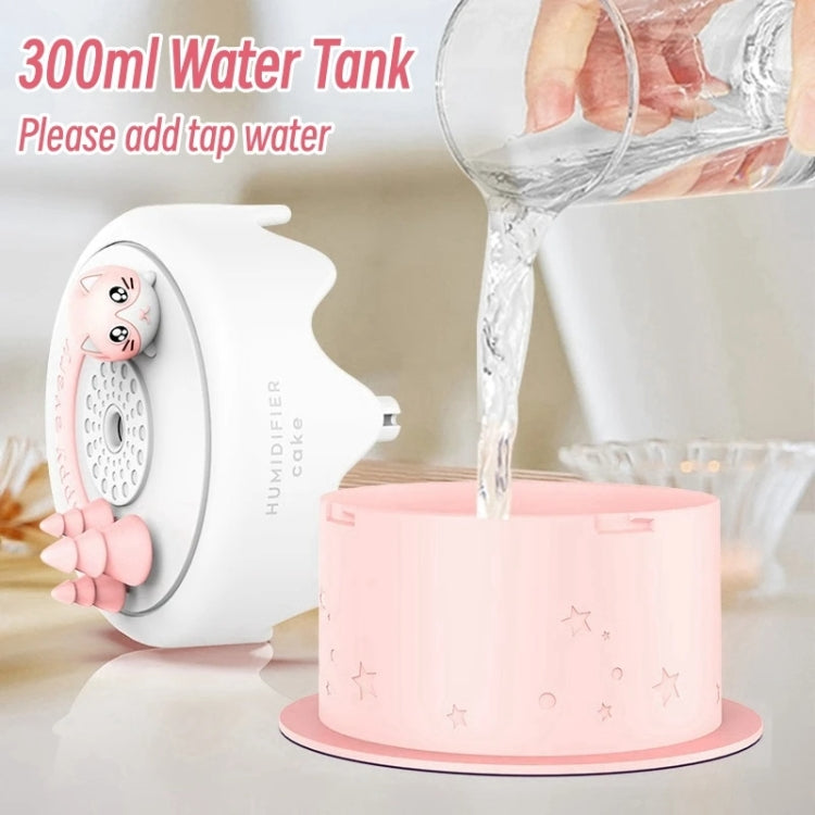M328 Battery Type Mini Desktop Night Light Cartoon Cake Silent Spray Humidifier(Pink)