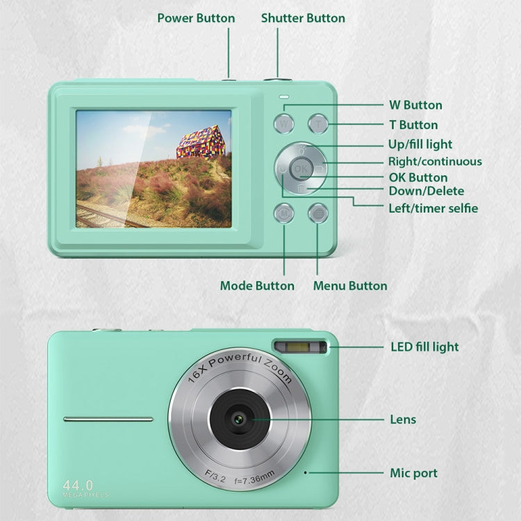 DC403L-AF 2.4-Inch 16X Zoom HD Digital Camera Mini Children Photography Camera US Plug(Black)