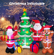 Santa Claus Christmas Tree Snowman Inflatable LED Luminous Christmas Ornaments, US Plug(QM0104-1.8M)