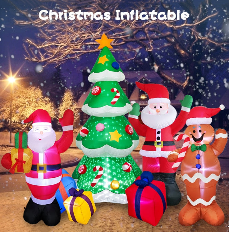 Santa Claus Christmas Tree Snowman Inflatable LED Luminous Christmas Ornaments, US Plug(QM0104-1.8M)
