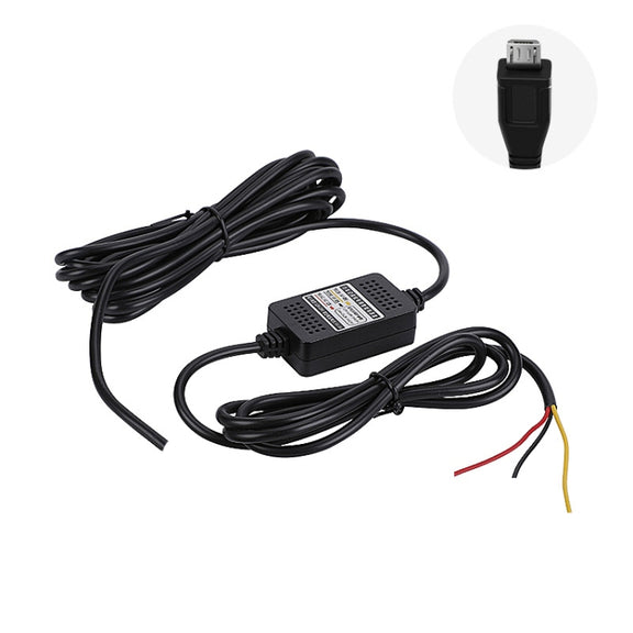 H516 Recording Step-down Line Shrinkage Video Car Charger Line Parking Monitoring Three-Core Power Cord, Model: Without Fuse(Micro Straight)