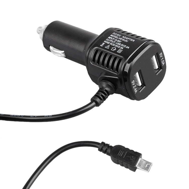 H519 Car Charger Driving Recorder Power Cord Dual USB With Display Charging Line, Specification: Mini Straight