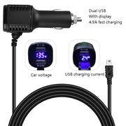 H519 Car Charger Driving Recorder Power Cord Dual USB With Display Charging Line, Specification: Mini Right Elbow